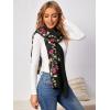 imageFloerns Womens Floral Embroidery Scarves Scarf Shawl Sunscreen Shawl WrapBlack