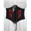 imageFloerns Womens Lace Up Floral Embroidery Self Tie Elastic Corset BeltBlack