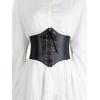 imageFloerns Womens Lace Up Floral Embroidery Self Tie Elastic Corset BeltBlack and Red