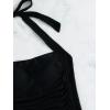 imageFloerns Womens One Piece Swimsuit Halter Neck Ruffle Hem Monokini SwimsuitBlack
