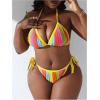 imageFloerns Womens Plus Size Bikini Sets Striped Print Triangle Halter Tie Side Swimwear