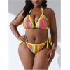 imageFloerns Womens Plus Size Bikini Sets Striped Print Triangle Halter Tie Side Swimwear