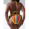 imageFloerns Womens Plus Size Bikini Sets Striped Print Triangle Halter Tie Side Swimwear