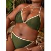 imageFloerns Womens Plus Size Contrast Binding Tie Side Triangle Halter Bikini Swimsuit