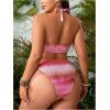 imageFloerns Womens Plus Size Cut Out Halter Tops Tie Dye 3 Piece Bikini Sets with SkirtsPink