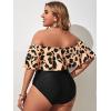 imageFloerns Womens Plus Size Two Piece Off Shoulder High Waisted Bikini SwimsuitMulti