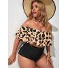 imageFloerns Womens Plus Size Two Piece Off Shoulder High Waisted Bikini SwimsuitMulti