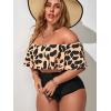 imageFloerns Womens Plus Size Two Piece Off Shoulder High Waisted Bikini SwimsuitMulti