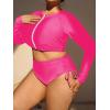 imageFloerns Womens Plus Size Zipper Front Long Sleeve Rashguard SwimsuitHot Pink