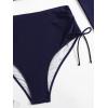 imageFloerns Womens Plus Size Zipper Front Long Sleeve Rashguard SwimsuitNavy Blue