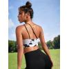 imageFloerns Womens Sports Bra Cut Out One Shoulder Colorblock Yoga Running BraletteBlack and White