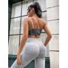 imageFloerns Womens Sports Bra Cut Out One Shoulder Colorblock Yoga Running BraletteWhite Snakeskin