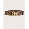 imageFloerns Womens Symmetrical Buckle Wide Belt for Dresses Elastic Vintage BeltApricot Leopard