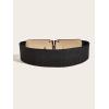 imageFloerns Womens Symmetrical Buckle Wide Belt for Dresses Elastic Vintage BeltBlack
