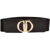 imageFloerns Womens Symmetrical Buckle Wide Belt for Dresses Elastic Vintage BeltBlack