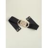 imageFloerns Womens Symmetrical Buckle Wide Belt for Dresses Elastic Vintage BeltBlack Ink