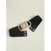imageFloerns Womens Symmetrical Buckle Wide Belt for Dresses Elastic Vintage BeltBlack Ink