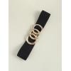imageFloerns Womens Symmetrical Buckle Wide Belt for Dresses Elastic Vintage BeltBlack Ink