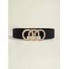 imageFloerns Womens Symmetrical Buckle Wide Belt for Dresses Elastic Vintage BeltBlack Ink
