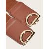imageFloerns Womens Symmetrical Buckle Wide Belt for Dresses Elastic Vintage BeltBrown