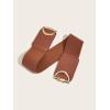 imageFloerns Womens Symmetrical Buckle Wide Belt for Dresses Elastic Vintage BeltBrown