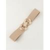 imageFloerns Womens Symmetrical Buckle Wide Belt for Dresses Elastic Vintage BeltKhaki