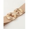imageFloerns Womens Symmetrical Buckle Wide Belt for Dresses Elastic Vintage BeltKhaki