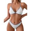 imageFloerns Womens 2 Piece Criss Cross Backless String Swimsuit Triangle Bikini SetBlue and White