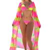 imageFloerns Womens 3 Piece Tie Dye Colorblock Bikini Swimsuit Set with Cover UpPink and Green