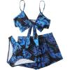 imageFloerns Womens 3 Piece Tropical Print Bathing Suit Bikini Swim Suit with Bottom Cover Up