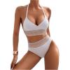 imageFloerns Womens Bathing Suit Striped Print Halter Neck Triangle Bikini SwimsuitsWhite Multi