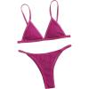 imageFloerns Womens Bikini Swimsuit Textured V Neck Triangle Two Piece Bathing SuitPurple