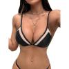 imageFloerns Womens Colorblock Summer Beach Spaghetti Strap Backless Triangle Bikini Top Black Medium
