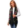 imageFloerns Womens Floral Embroidery Scarves Scarf Shawl Sunscreen Shawl WrapBlack