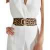 imageFloerns Womens Symmetrical Buckle Wide Belt for Dresses Elastic Vintage BeltApricot Leopard