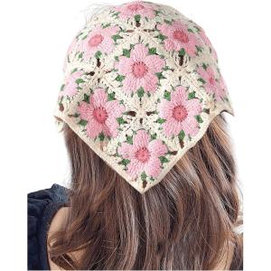 imageFloerns Womens Accessories Floral Hair Scarf Crochet Kerchief Vintage HeadbandsPink