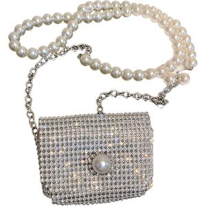imageFloerns Womens Belt Purse Pearl Beaded Crossbody Waist Fanny Pack Belt BagSilver