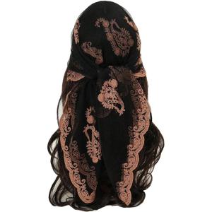 imageFloerns Womens Flower Embroidery Hair Scarf Headband Sheer Lace Hair BandanaBlack