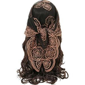 imageFloerns Womens Flower Embroidery Hair Scarf Headband Sheer Lace Hair BandanaBlack Dull