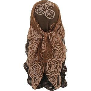 imageFloerns Womens Flower Embroidery Hair Scarf Headband Sheer Lace Hair BandanaRust Brown