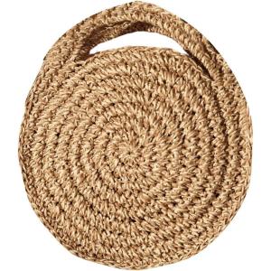 imageFloerns Womens Mini Straw Bag Round Beach Bag Vacation Handbag Crochet BagsApricot