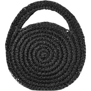imageFloerns Womens Mini Straw Bag Round Beach Bag Vacation Handbag Crochet BagsBlack