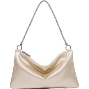 imageFloerns Womens Rhinestone Satin Square Bag Evening Bag for Prom PartyChampagne