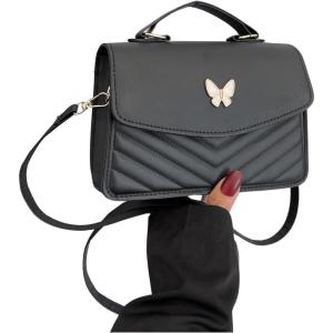 imageFloerns Womens Small Crossbody Bag Butterfly Leather Cute Clutch Purse Shoulder BagBlack