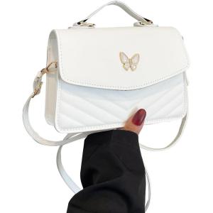 imageFloerns Womens Small Crossbody Bag Butterfly Leather Cute Clutch Purse Shoulder BagWhite