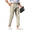 imageFloerns Mens Fold Pleated Tailored Pants Work Office Business Trousers PantsApricot