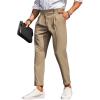imageFloerns Mens Fold Pleated Tailored Pants Work Office Business Trousers PantsKhaki