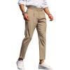 imageFloerns Mens Fold Pleated Tailored Pants Work Office Business Trousers PantsKhaki