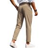 imageFloerns Mens Fold Pleated Tailored Pants Work Office Business Trousers PantsKhaki