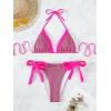 imageFloerns Womens 2 Piece Bathing Suit Tie Side Halter Triangle Bikini SwimsuitPink